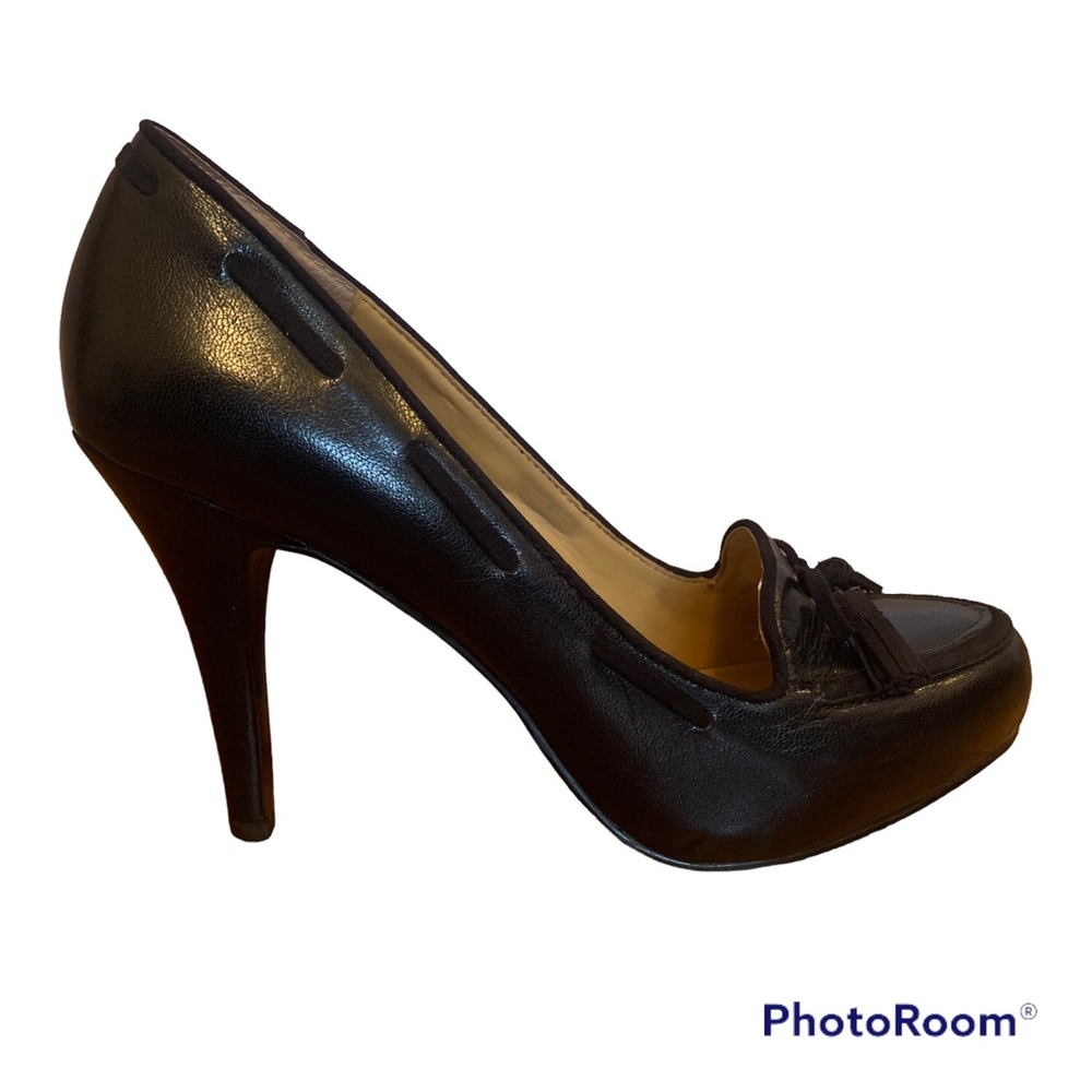 Nine West black leather heels | size 7.5